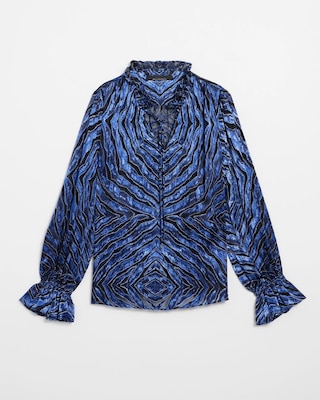 Long Sleeve Silk Burnout Tie Blouse | White House Black Market